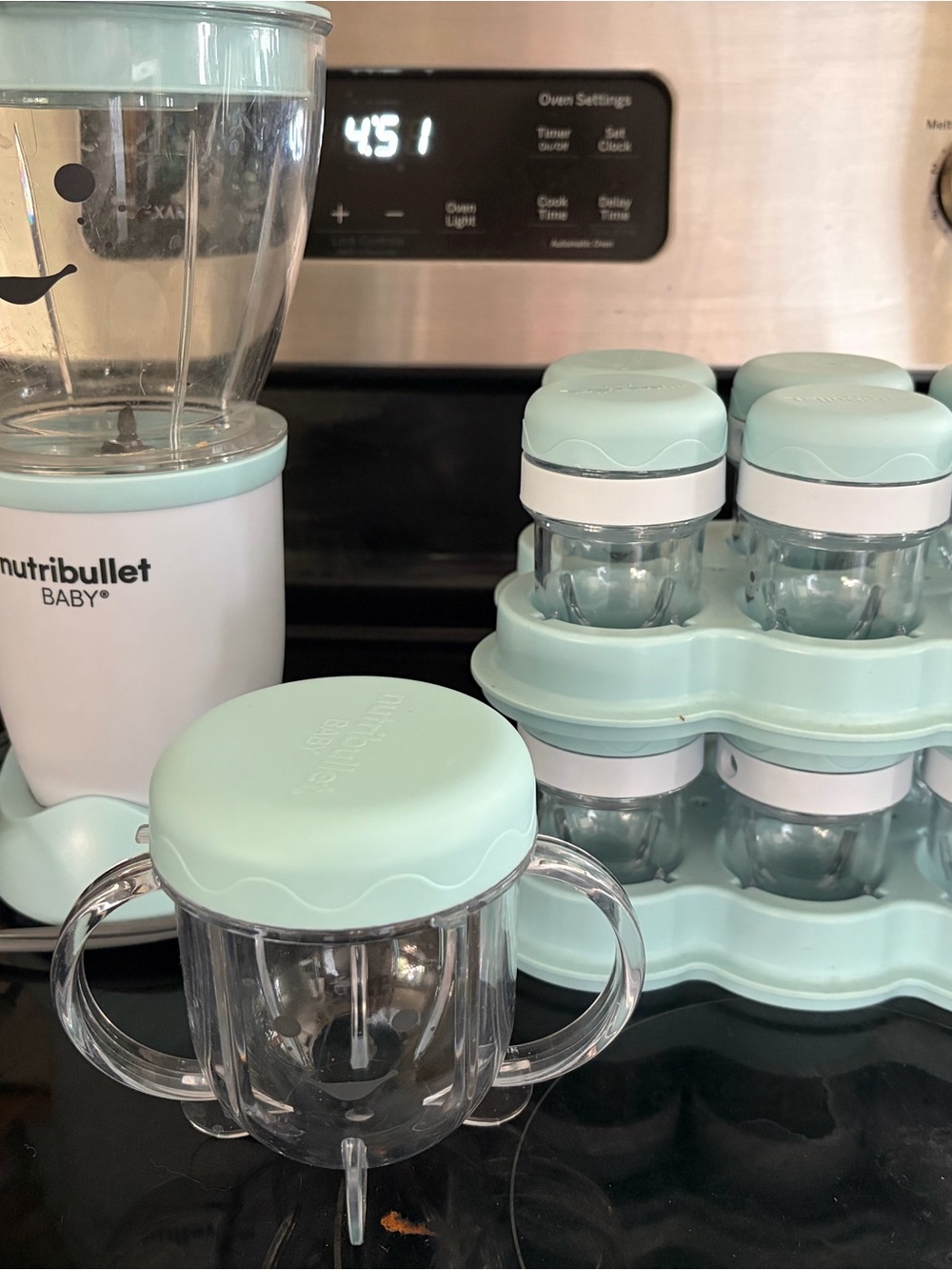 NutriBullet Baby Mint Green Food Prep & Storage Set with Stackable Jars